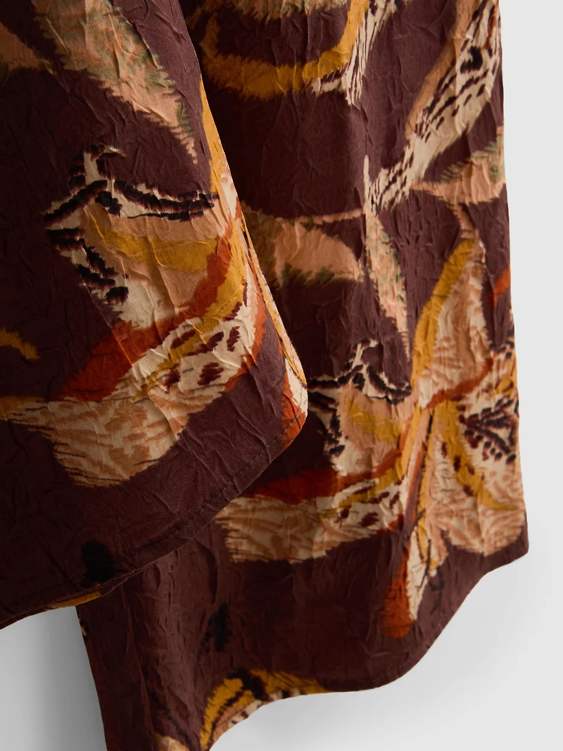 Floral Crushed Satin Wide-Leg Pants