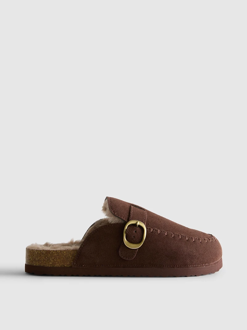 Faux Fur Lined Mule Slippers