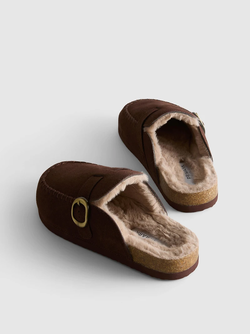 Faux Fur Lined Mule Slippers