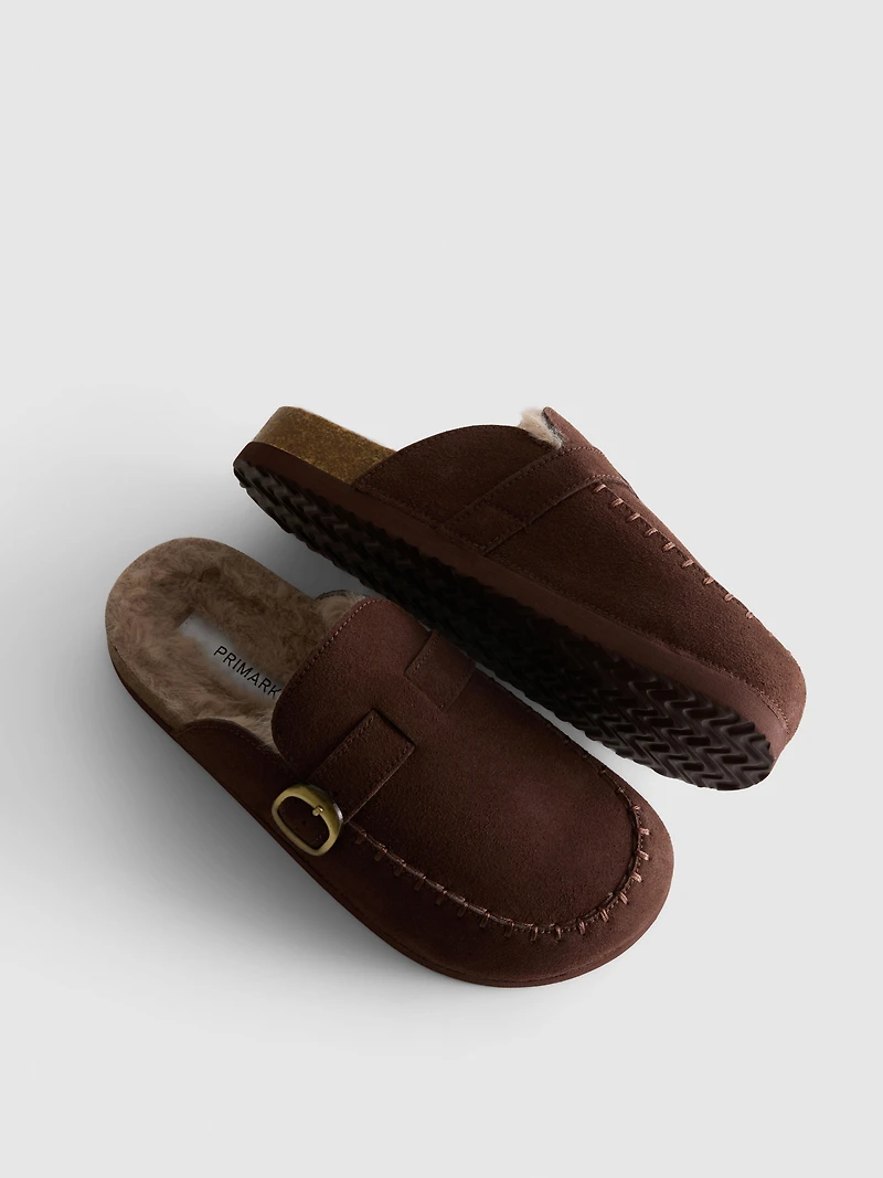 Faux Fur Lined Mule Slippers