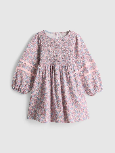 1-9yrs | Crinkle Balloon-Sleeve Smock Dress
