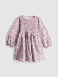 1-9yrs | Crinkle Balloon-Sleeve Smock Dress