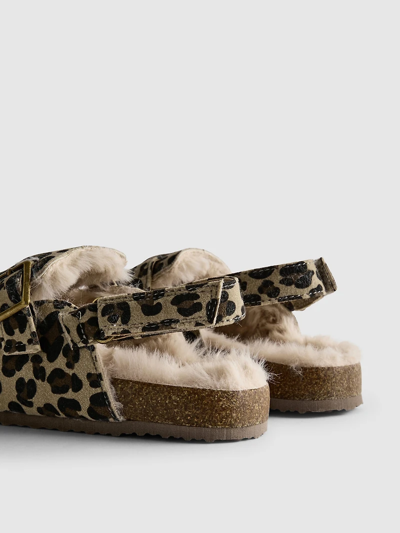 Leopard Print Backstrap Mule Slippers