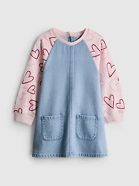 1-9yrs | Pure Cotton 2-in-1 Sweatshirt Denim Dress