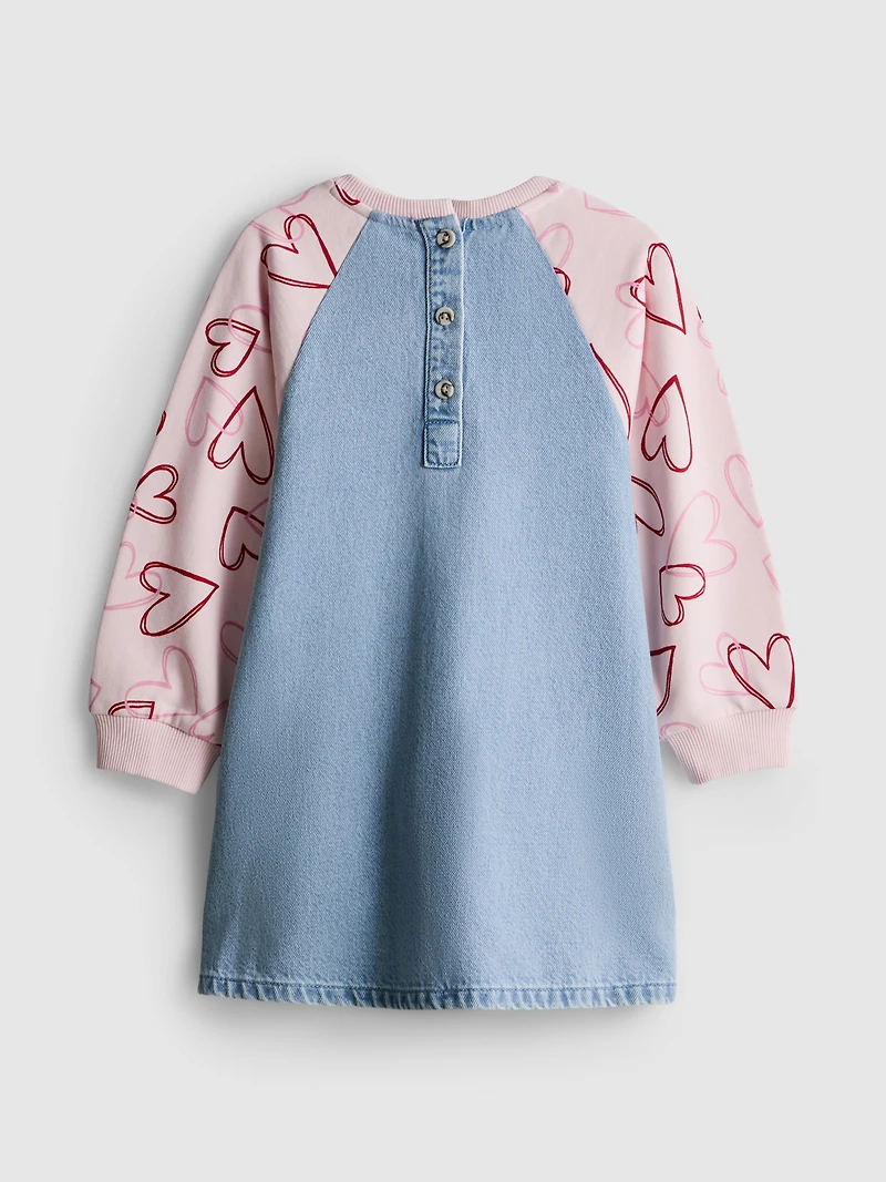 1-9yrs | Pure Cotton 2-in-1 Sweatshirt Denim Dress