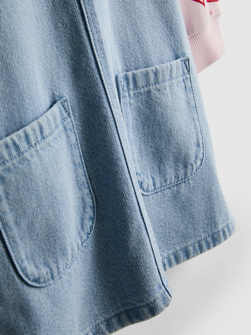 1-9yrs | Pure Cotton 2-in-1 Sweatshirt Denim Dress