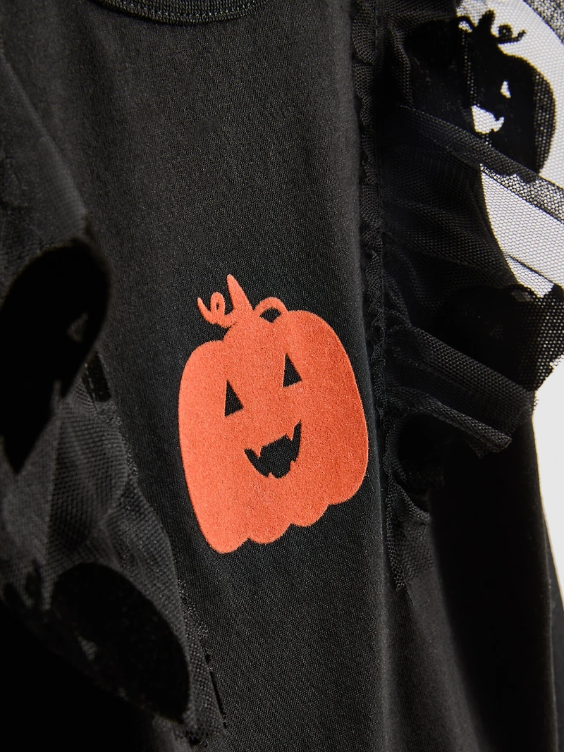 1-9yrs | Halloween Pumpkin Blouse and Tutu Skirt Set