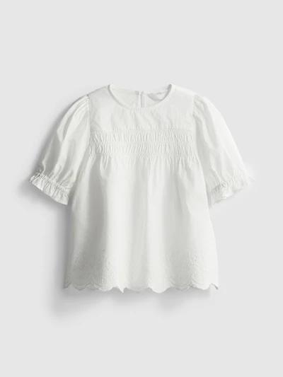 1-9yrs | Pure Cotton Shirred Embroidered Blouse