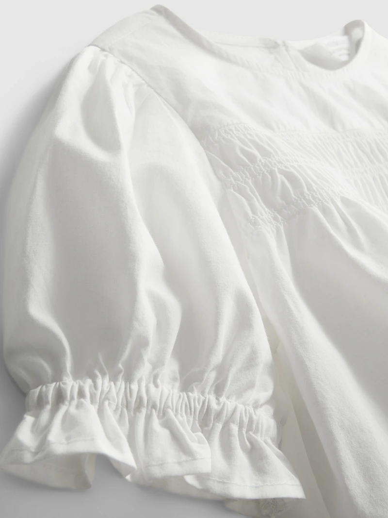 1-9yrs | Pure Cotton Shirred Embroidered Blouse