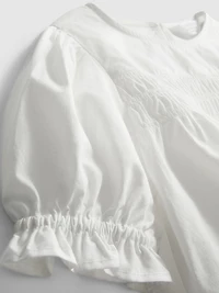 1-9yrs | Pure Cotton Shirred Embroidered Blouse
