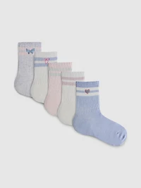 5pk Cotton Rich Ribbed Ankle Socks