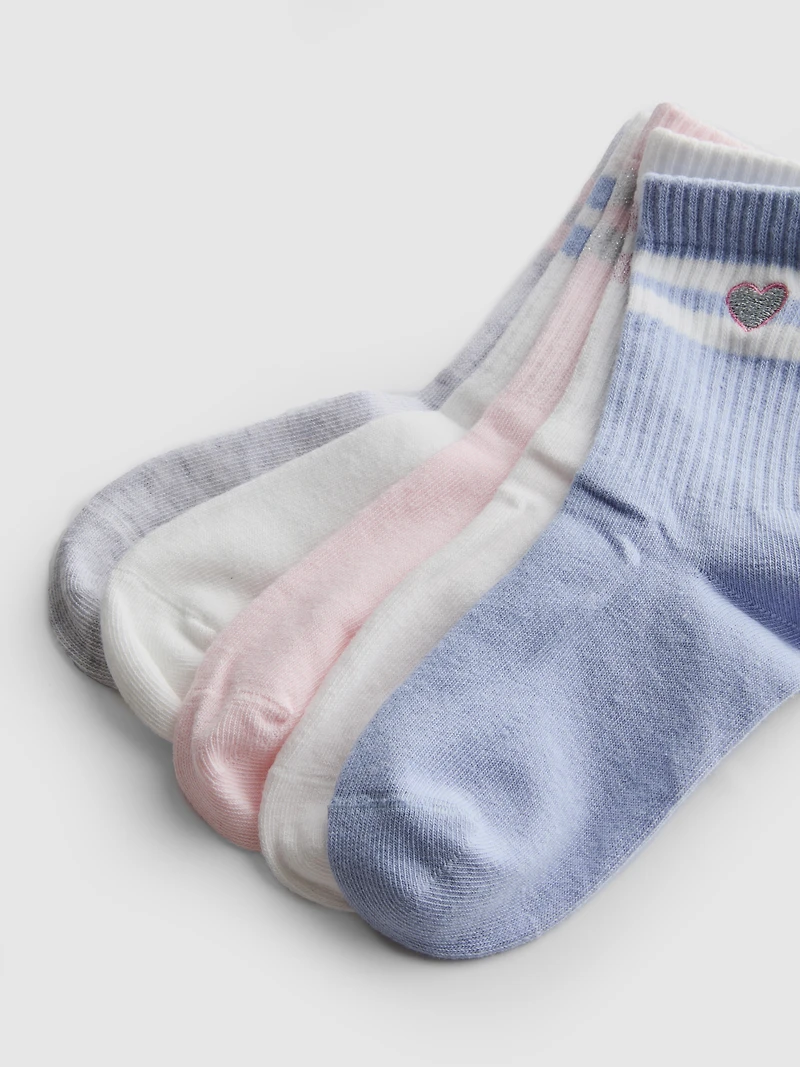 5pk Cotton Rich Ribbed Ankle Socks