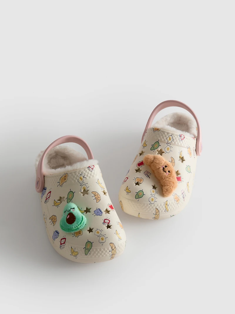 Breakfast Charm Lined Clogs