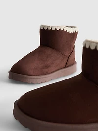 Embroidered Trim Faux Suede Boots