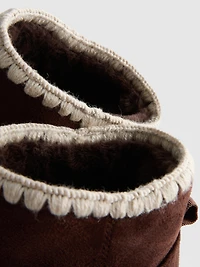 Embroidered Trim Faux Suede Boots