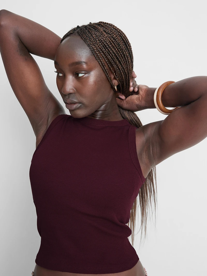 Ribbed Built-In Bra Tank