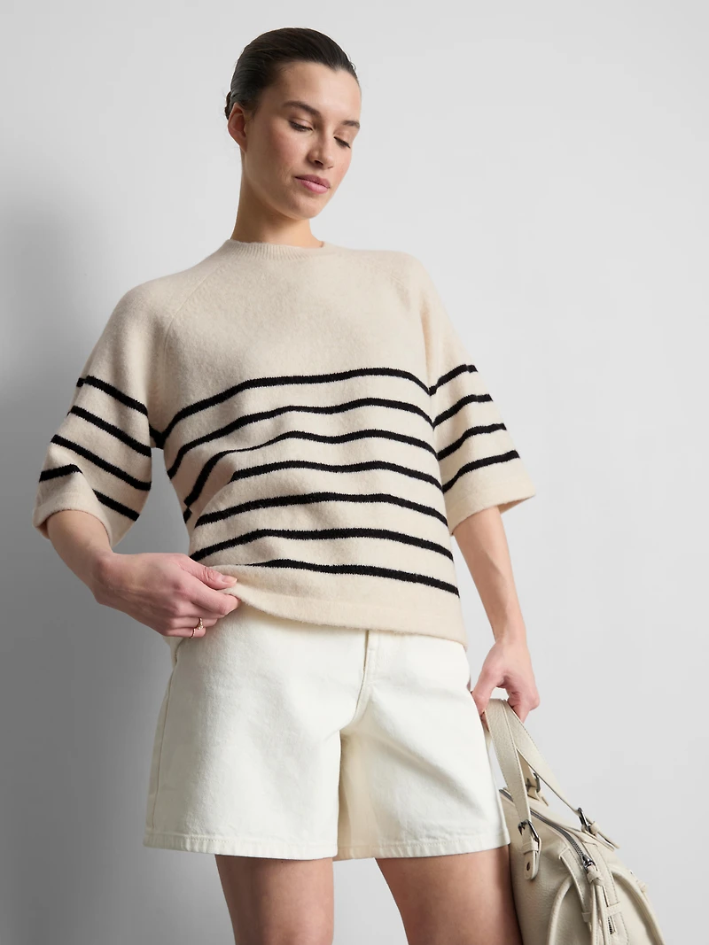 Wool-Blend Knitted Boxy T-Shirt