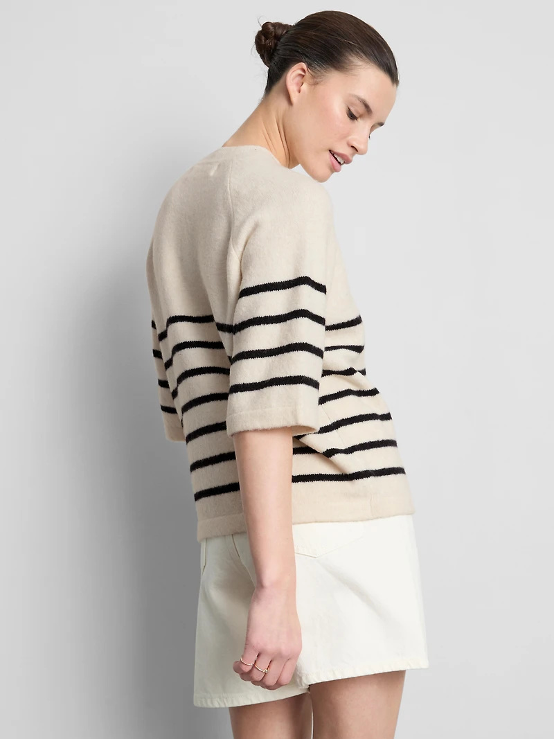 Wool-Blend Knitted Boxy T-Shirt