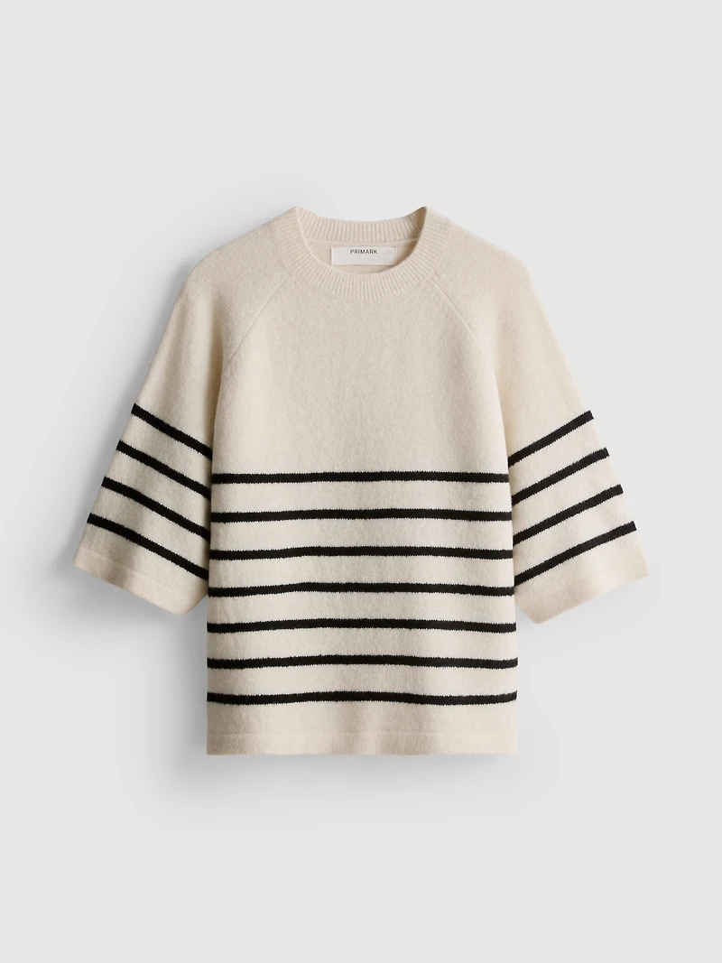 Wool-Blend Knitted Boxy T-Shirt