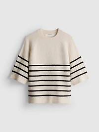 Wool-Blend Knitted Boxy T-Shirt
