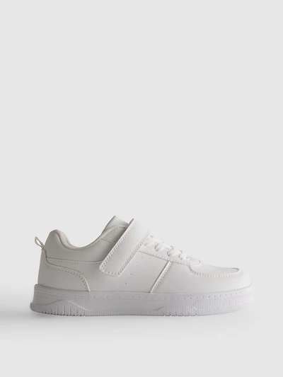 Faux Leather Low-Top Sneakers