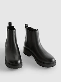 Faux Leather Chunky Chelsea Boots