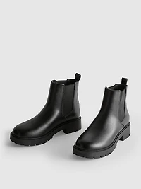 Faux Leather Chunky Chelsea Boots