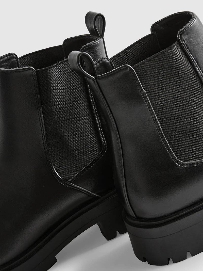 Faux Leather Chunky Chelsea Boots