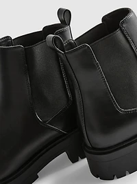 Faux Leather Chunky Chelsea Boots