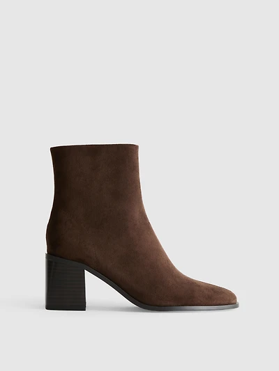 Faux Suede Pointed Ankle Boots