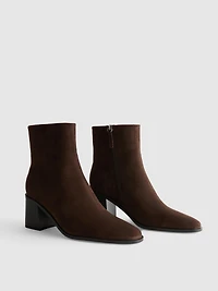 Faux Suede Pointed Ankle Boots