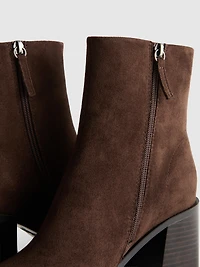 Faux Suede Pointed Ankle Boots