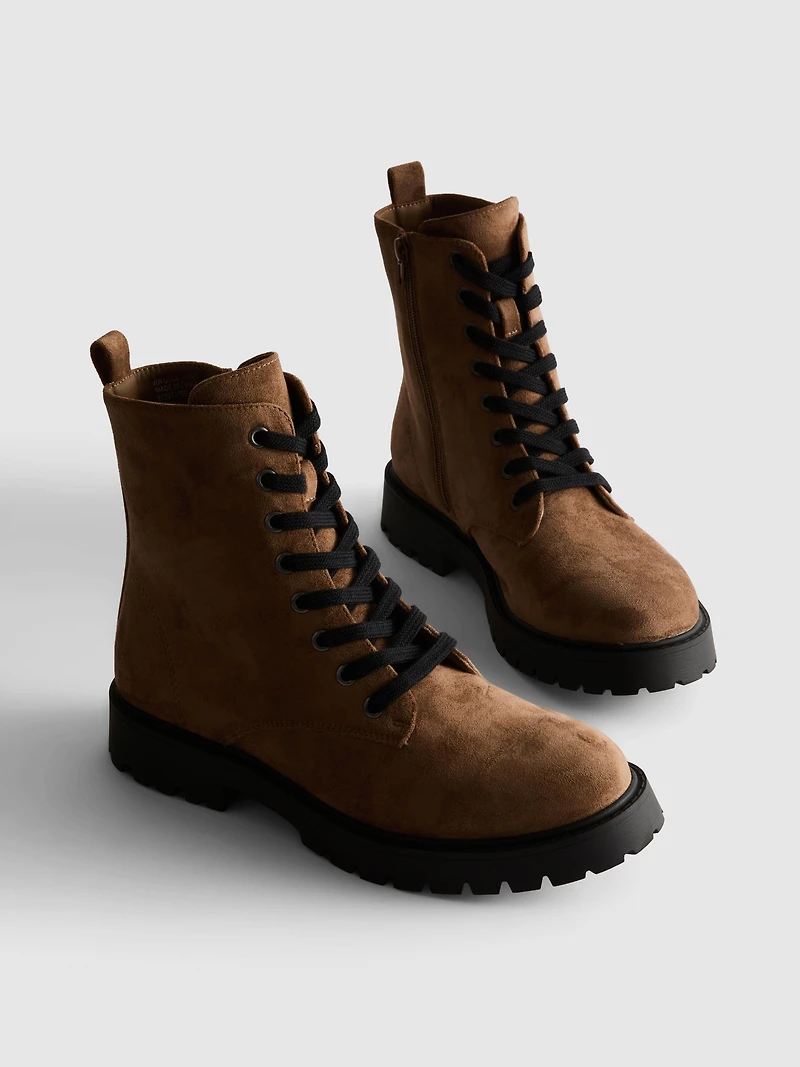 Faux Suede Biker Boots