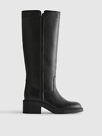 Faux Leather Knee High Boots