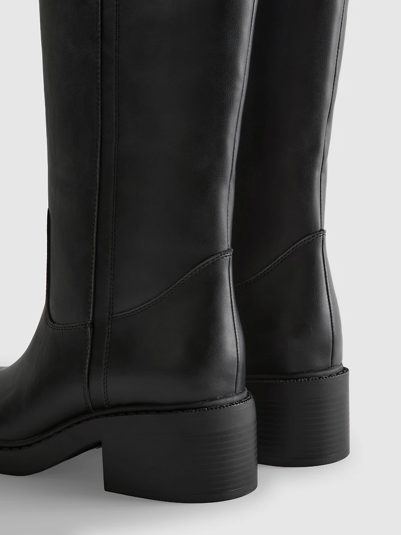 Faux Leather Knee High Boots