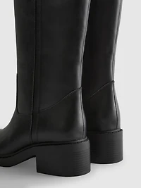 Faux Leather Knee High Boots