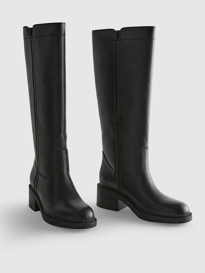 Faux Leather Knee High Boots