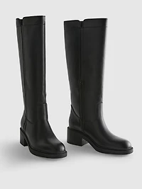 Faux Leather Knee High Boots