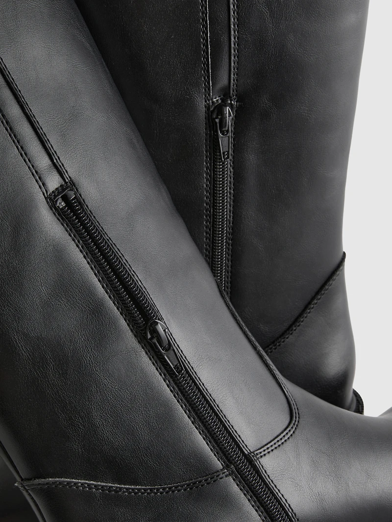 Faux Leather Knee High Boots