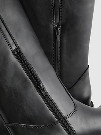 Faux Leather Knee High Boots