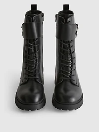 Faux Leather Lace Up Utility Boots