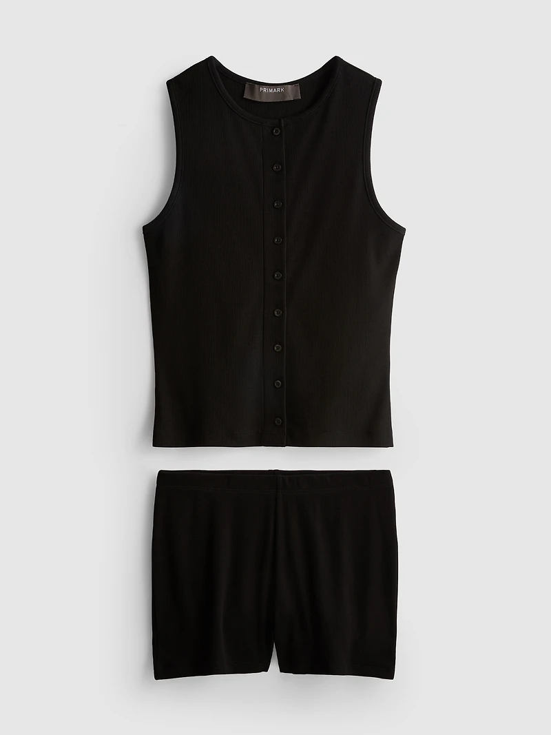 Cotton Rich Button Down Short Set