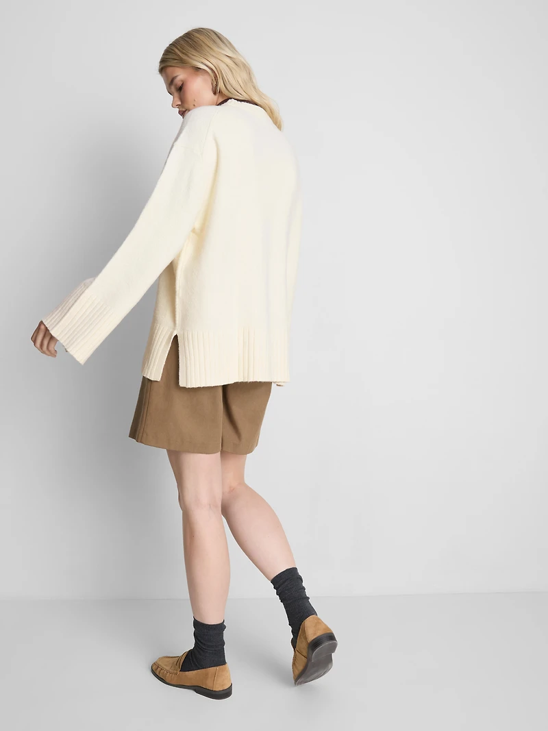 Knitted Wide-Sleeve Sweater