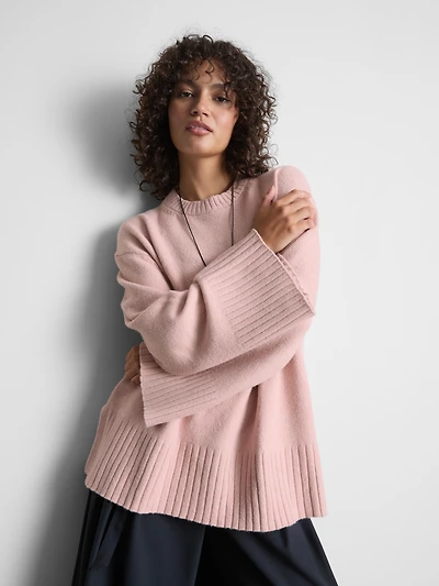 Knitted Wide-Sleeve Sweater