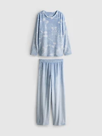 Plush Printed Sweatshirt Pajamas