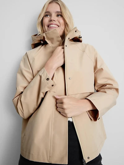 Short Raglan-Sleeve Raincoat