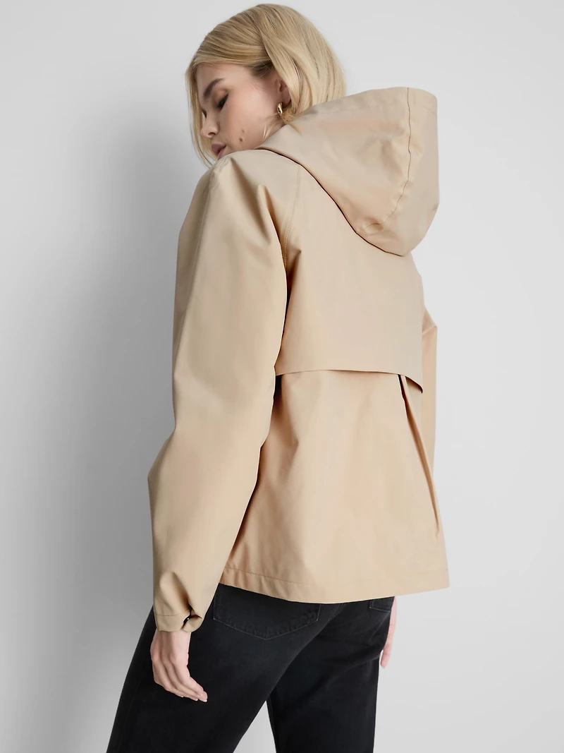 Short Raglan-Sleeve Raincoat