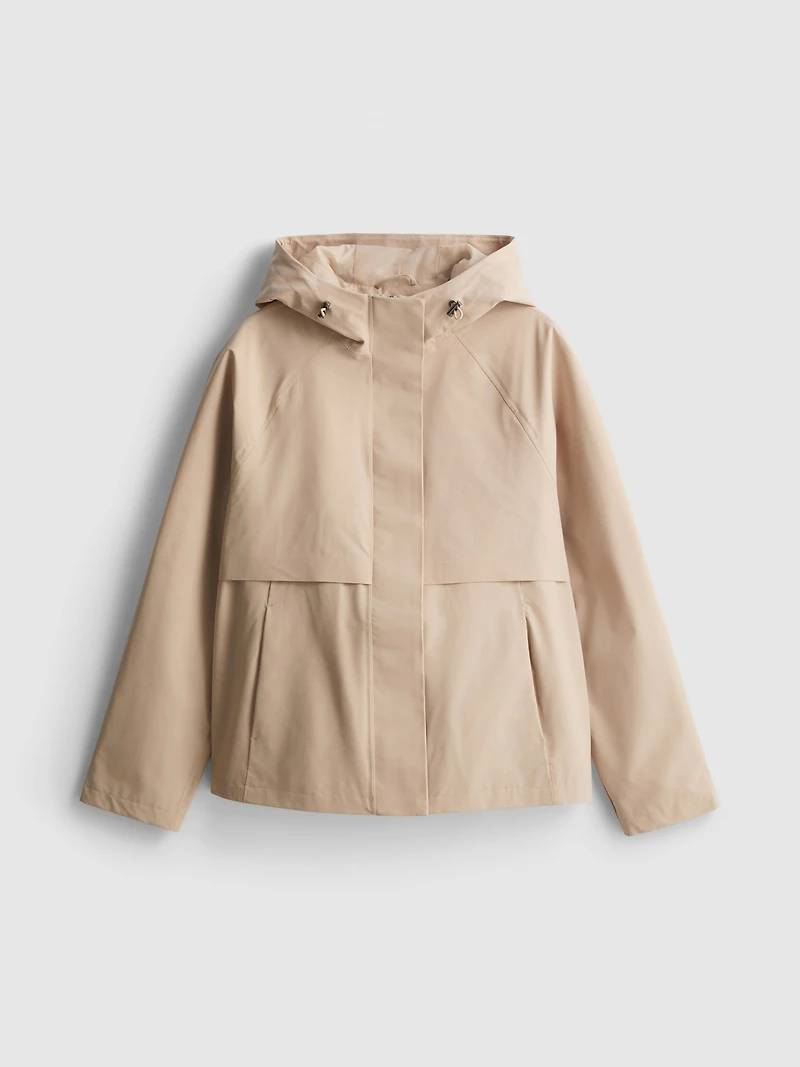 Short Raglan-Sleeve Raincoat