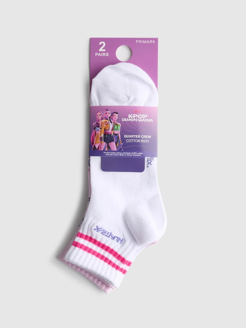 2pk KPop Demon Hunters Cotton Quarter Crew Socks