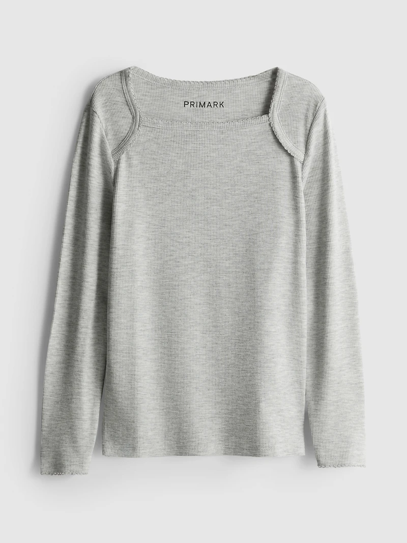 7-15yrs | Square-Neck Long-Sleeve T-Shirt